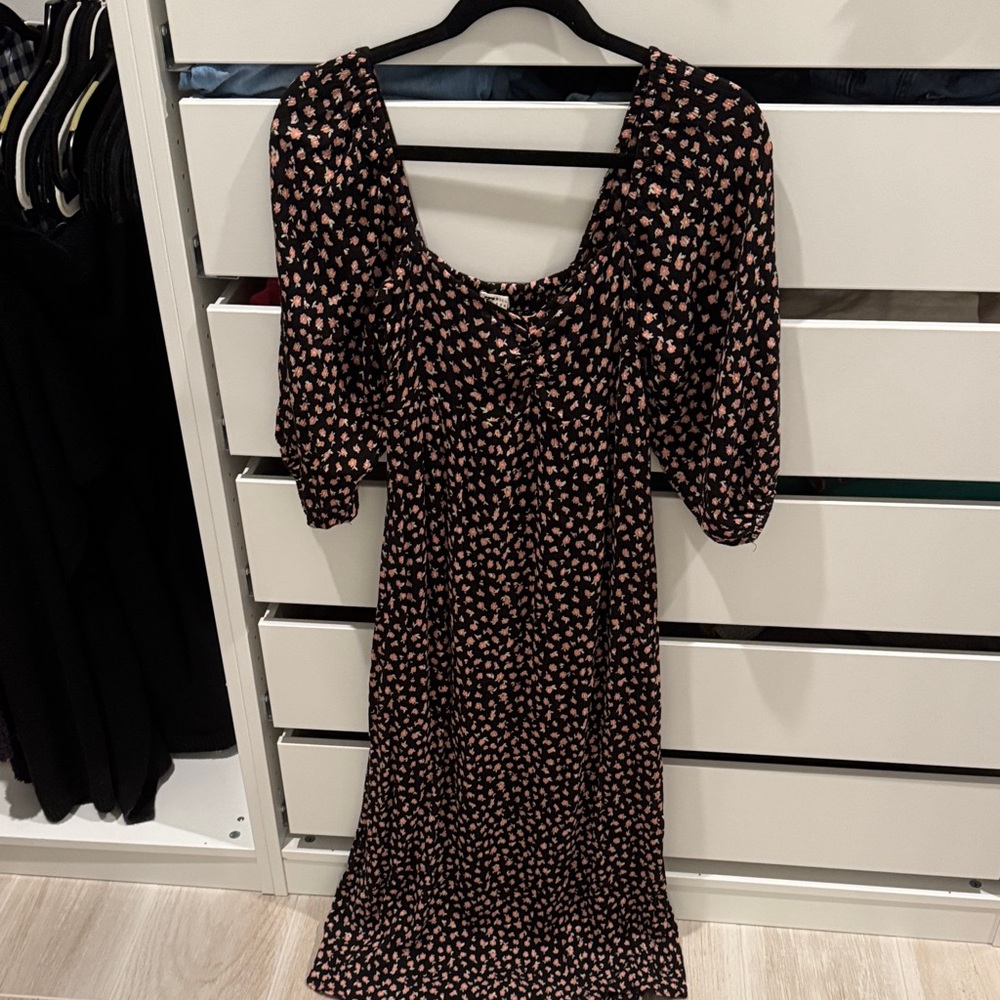 Billabong Floral Long Sleeve Dress - Black and Pink